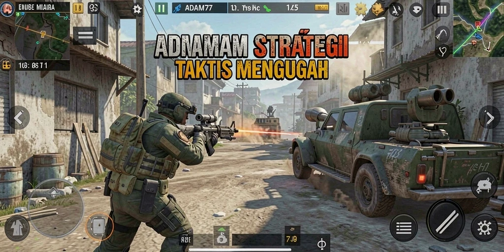 Tampilan strategis menarik dalam ADAM77 selama gameplay.