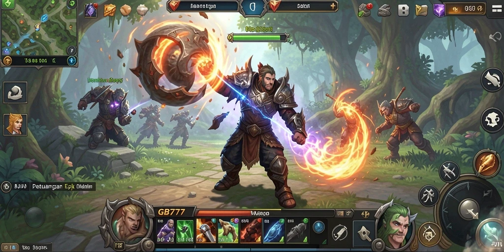 Tangkapan layar utama dari gameplay <strong>GB777</strong> yang menunjukkan pertempuran epik di dunia MMORPG.