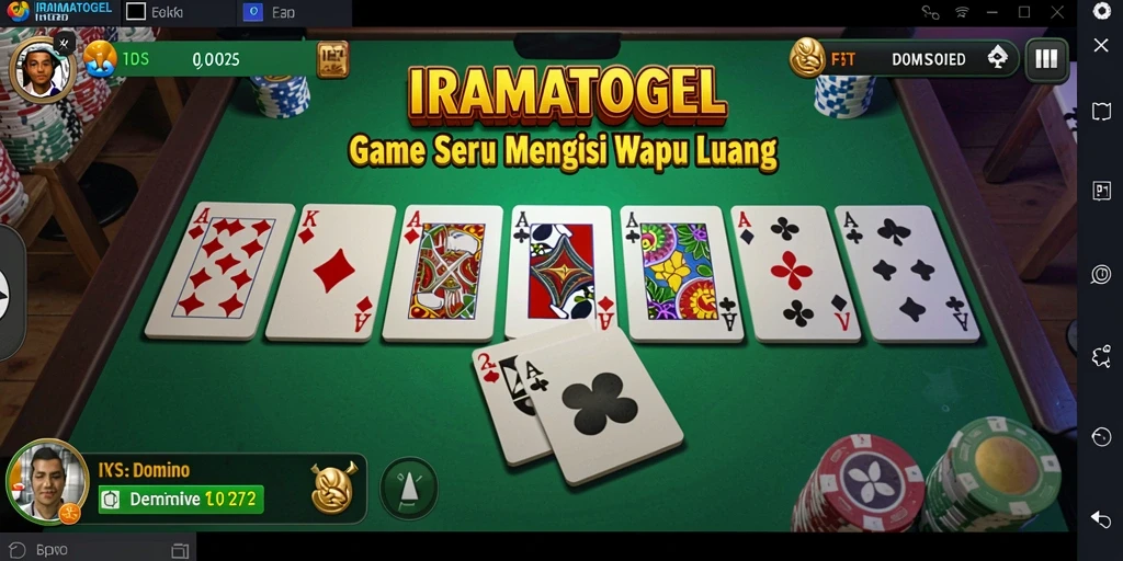 Tangkapan layar gameplay IRAMATOGEL yang menampilkan keseruan bermain domino.