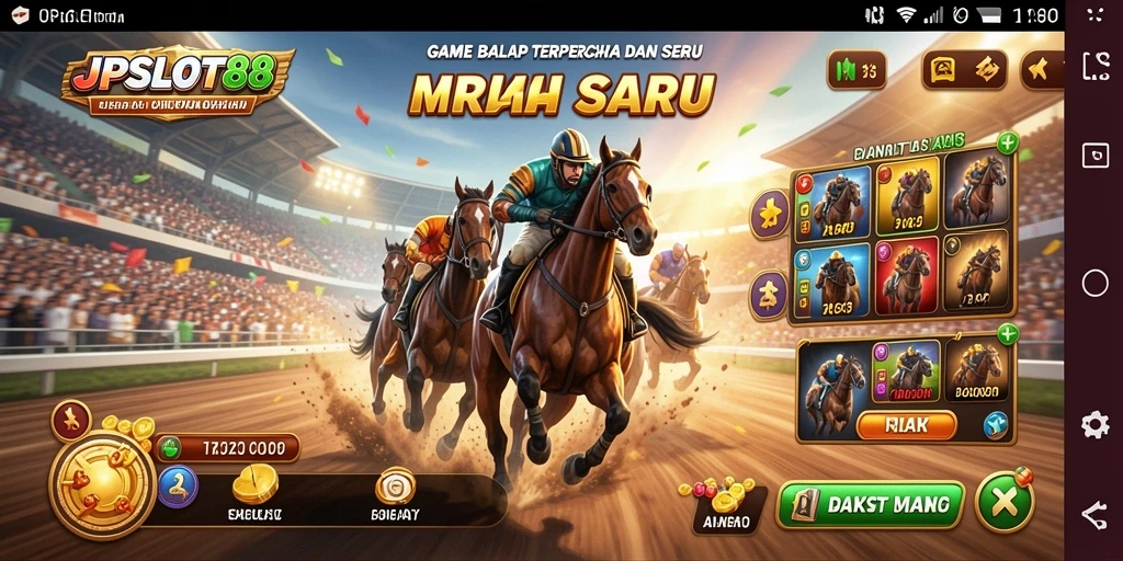 Tampilan utama gameplay sepenuhnya mendebarkan saat balapan.