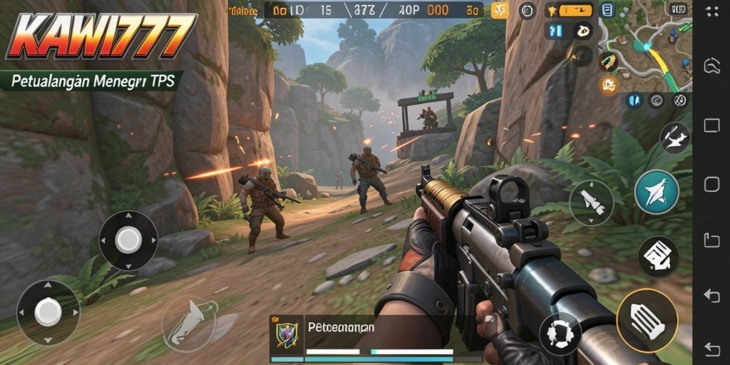 Screenshot gameplay KAWI777 menampilkan aksi seru dalam dunia TPS.