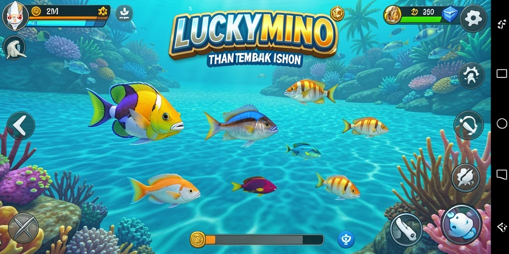 Tampilan grafis gameplay LUCKYMINO yang memukau dan penuh warna.