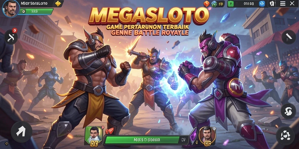 Gameplay intens <strong>MEGASLOTO</strong> dalam pertarungan Battle Royale yang mendebarkan.