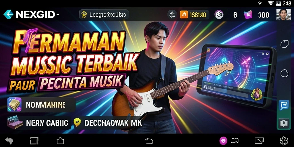 Tampilan gameplay NEXGID yang seru dengan berbagai pilihan lagu.