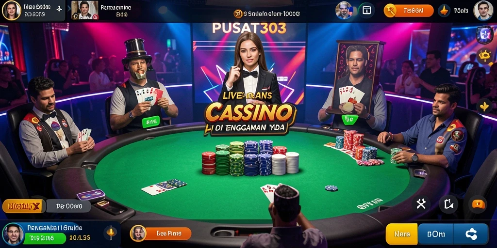Tampilan utama gameplay Live Casino PUSAT303 dengan dealer langsung.