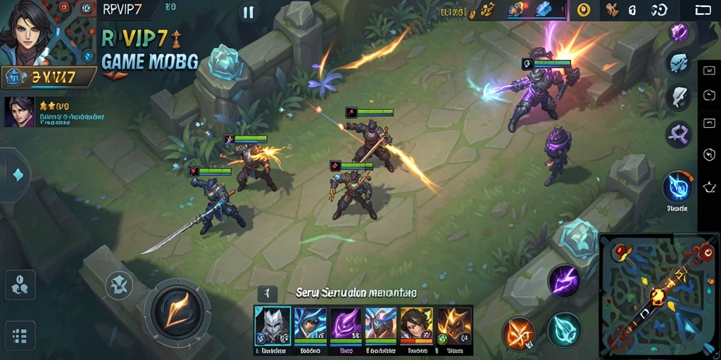 Tampilan gameplay seru dalam RPVIP7 dengan aksi MOBA yang mendebarkan.