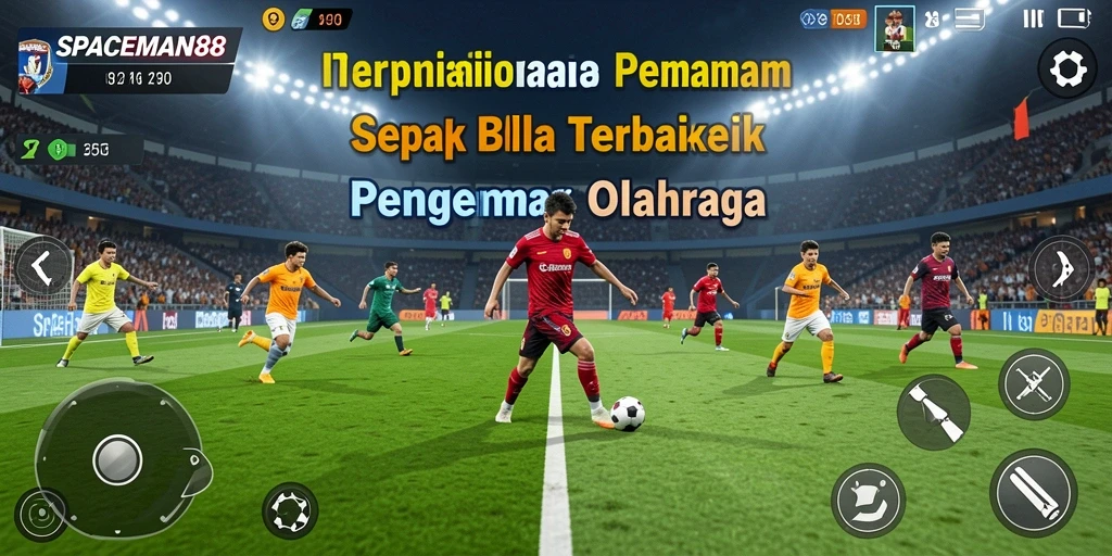 Tampilan gameplay seru dalam pertandingan sepak bola yang kompetitif.