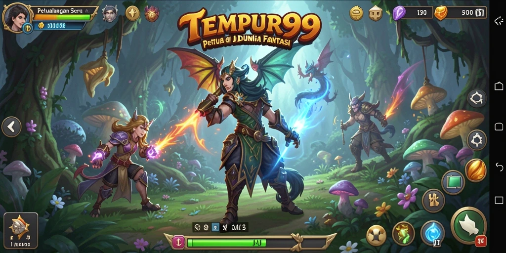 Screenshot utama TEMPUR99 menampilkan aksi seru dalam petualangan fantastis.
